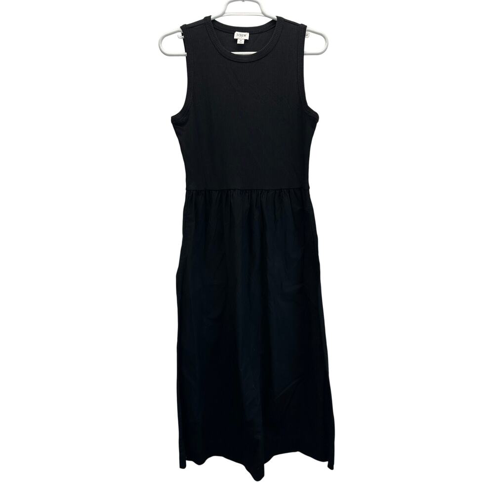 J. Crew Ribbed Knit Mixy Dress Black Small LBD Pockets